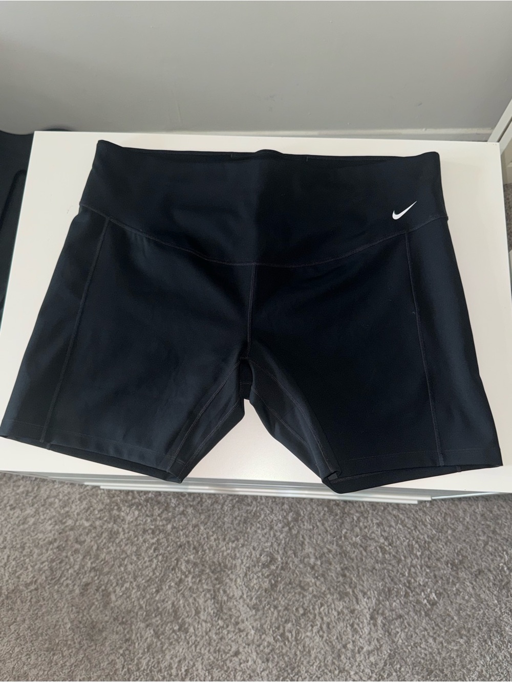 Nike Women’s Black Athletic Bike Shorts with White Swoosh